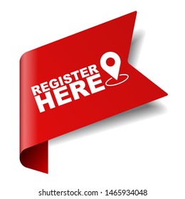 red vector illustration banner register here