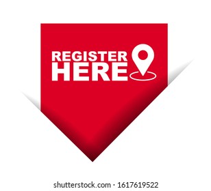 red vector illustration banner register here