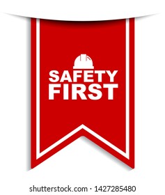 red vector illustration banner safety first