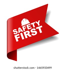 red vector illustration banner safety first