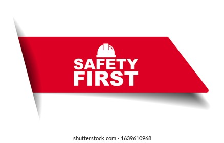 red vector illustration banner safety first