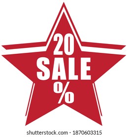 RED VECTOR ILLUSTRATION BANNER SALE 20%