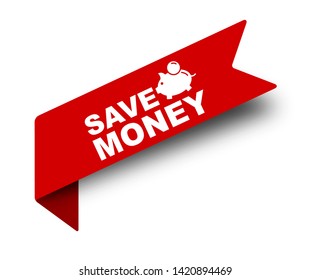 red vector illustration banner save money