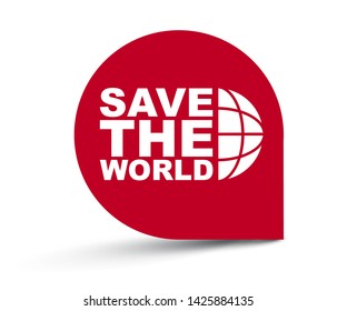 red vector illustration banner save the world