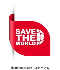 banner de ilustración de vector rojo salvar el mundo