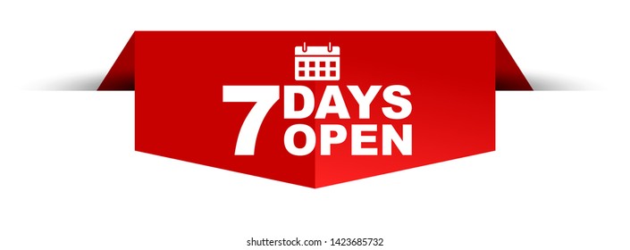 red vector illustration banner seven days open