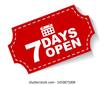 red vector illustration banner seven days open
