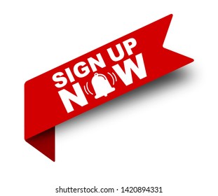 red vector illustration banner sign up now
