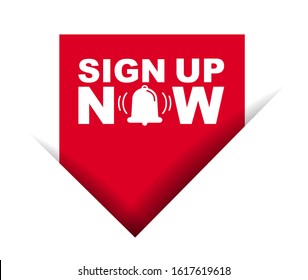 red vector illustration banner sign up now