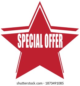 RED VECTOR ILLUSTRATION BANNER STAR SPECIAL OFFER