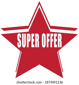 RED VECTOR ILLUSTRATION BANNER STAR SUPER OFFER