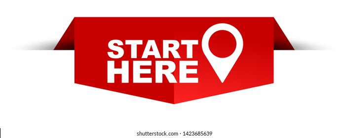 Red Vector Illustration Banner Start Here