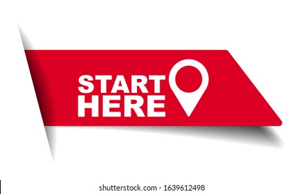 Red Vector Illustration Banner Start Here