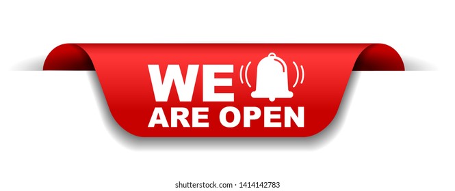 red vector illustration banner we are open
