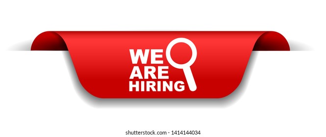 red vector illustration banner we are hiring