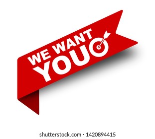 red vector illustration banner we want you