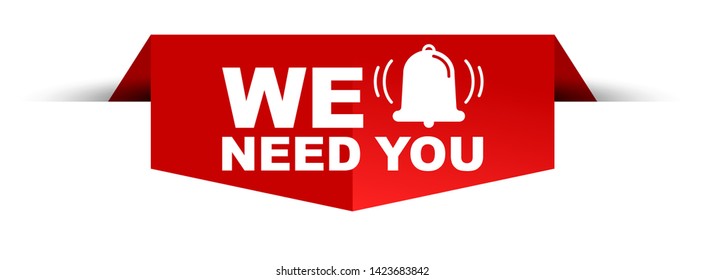 red vector illustration banner we need you