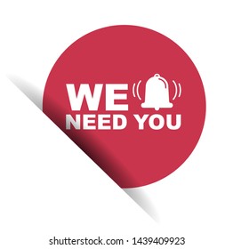 red vector illustration banner we need you