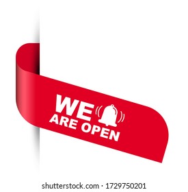 red vector illustration banner we are open