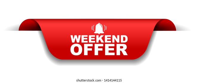 red vector illustration banner weekend offer