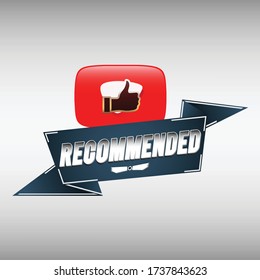 Red vector illustration blue banner  with thumbs uprecommended