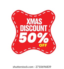 Ilustración vectorial roja de Navidades 50% de descuento en parches.