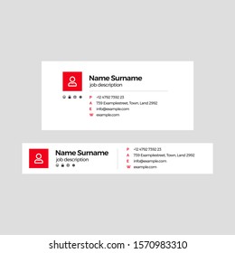 Red Vector Illustration Of Corporate Email Signature Design