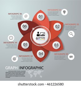 Red vector illustration infographics flower options. Template for brochure, business, web design