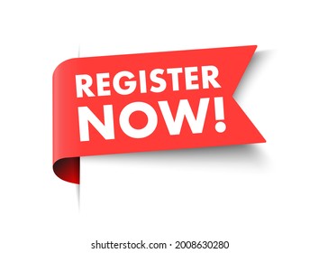 Rote Vektorgrafik-Register jetzt Banner. Dieses Element ist gut für Web-Design angepasst.