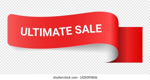 Red Vector Illustration Sign Ultimate Sale. Illustrations For Promotion Marketing For Prints And Posters, Menu Design, Shop Cards, Cafe, Restaurant Badges, Tags, Packaging etc. eps 10
