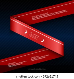 Red vector infographics design. Infographic for presentation, banner web design, flyers or design elements. Infographic ribbons. The same illustration without sample texts in my portfolio.