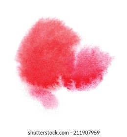Red vector isolated watercolor paint spot. Red spot. Vector background 