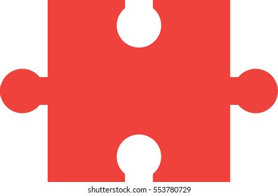 Red vector jigsaw puzzle piece.