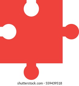 Red vector jigsaw puzzle piece.