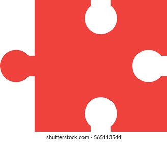 Red vector jigsaw puzzle piece.