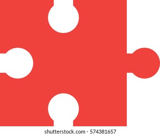 Red vector jigsaw puzzle piece.