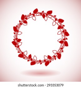 Red vector laurel wreath on white background.