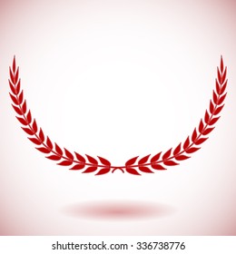 Red vector laurel wreath on white background.