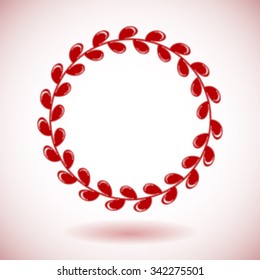 Red vector laurel wreath on white background.