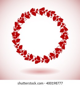 Red vector laurel wreath on white background.