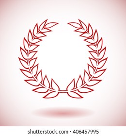 Red vector laurel wreath on white background.