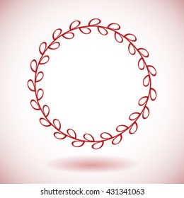 Red vector laurel wreath on white background.