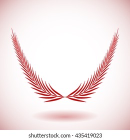 Red vector laurel wreath on white background.