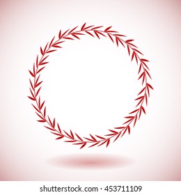 Red vector laurel wreath on white background.