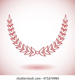 Red vector laurel wreath on white background.