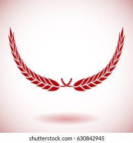 Red vector laurel wreath on white background.
