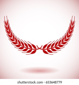 Red vector laurel wreath on white background.