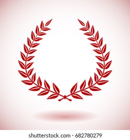 Red vector laurel wreath on white background.