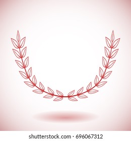 Red vector laurel wreath on white background.