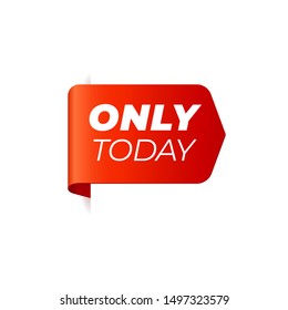 Red Vector left bookmark on white background. Only today